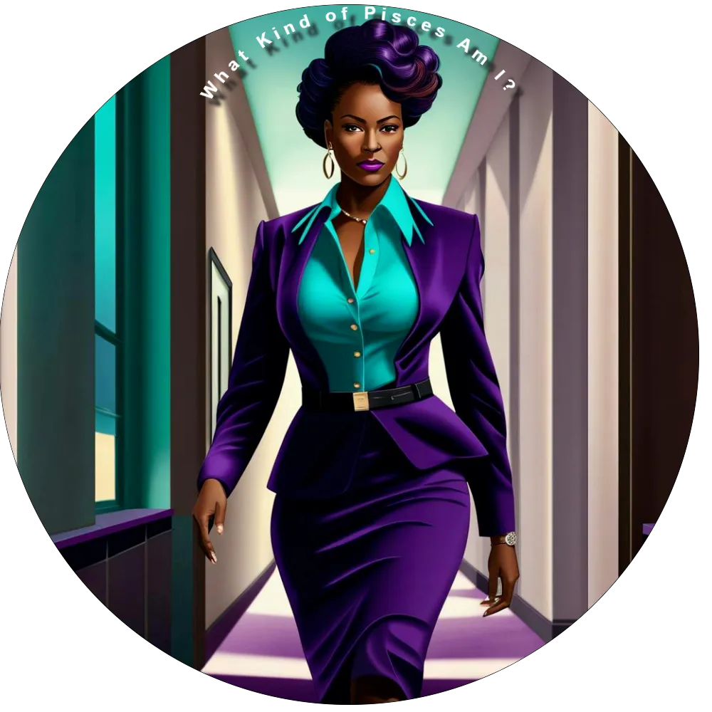 A stylish comic-style woman with text above her that reads "What kind of Pisces am I?"