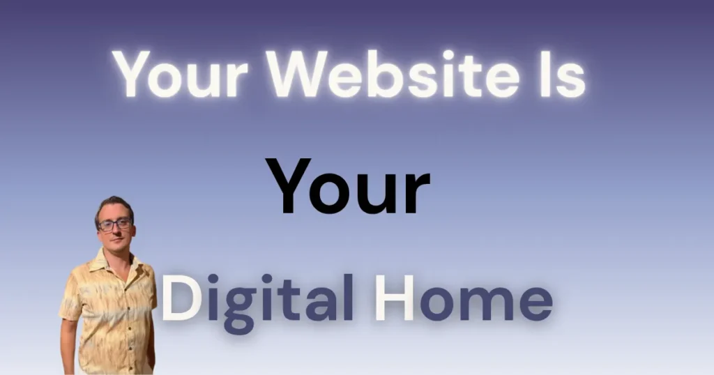 Filip Doric in a yellow shirt with the text "Your website is your digital home" — promoting personal branding and web design