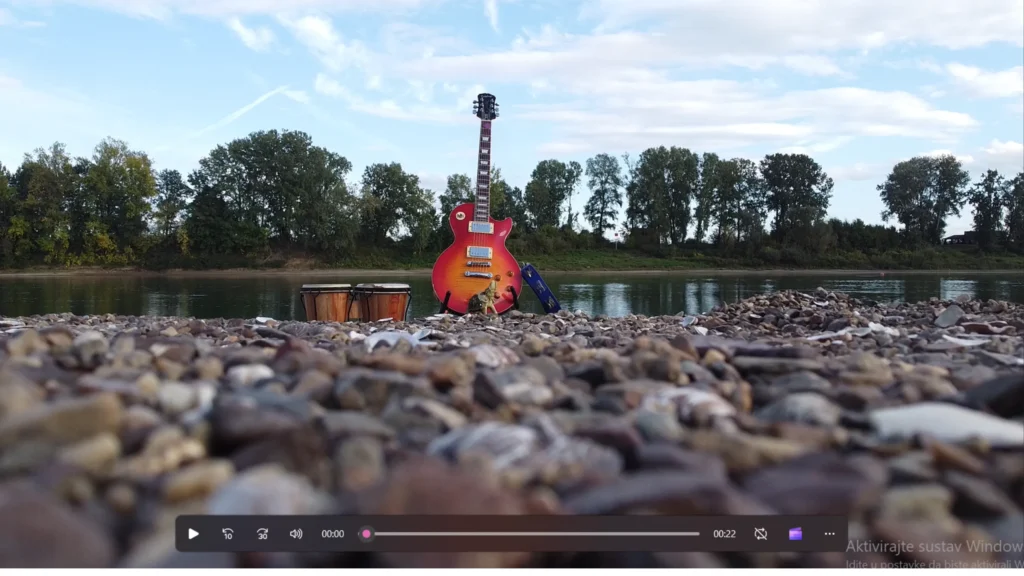 Electric guitar by the River Sava in Slavonski Brod – part of my music channels journey