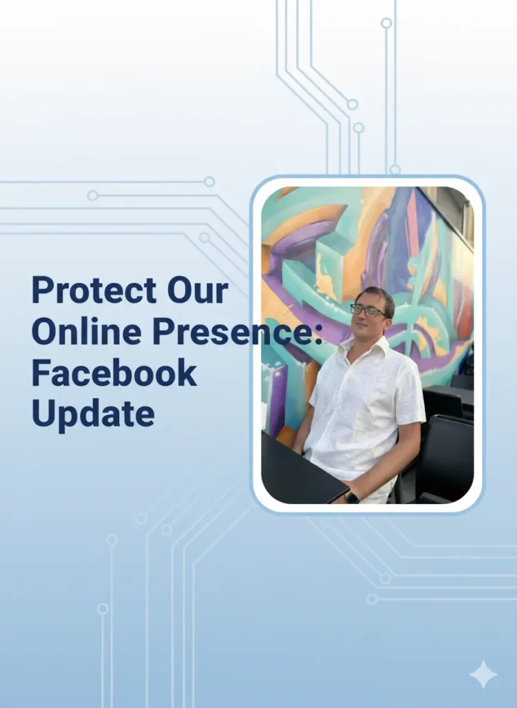 Blog cover with Filip Dorić and title “Protect Our Online Presence: Facebook Update.”