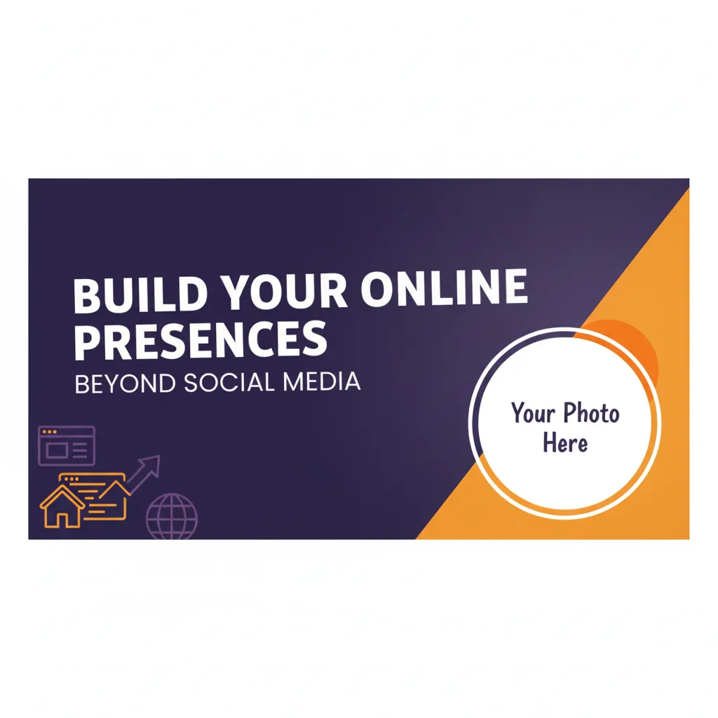 Blog cover with Filip Dorić and the title “Build Your Online Presence Beyond Social Media,” designed in vivid colors